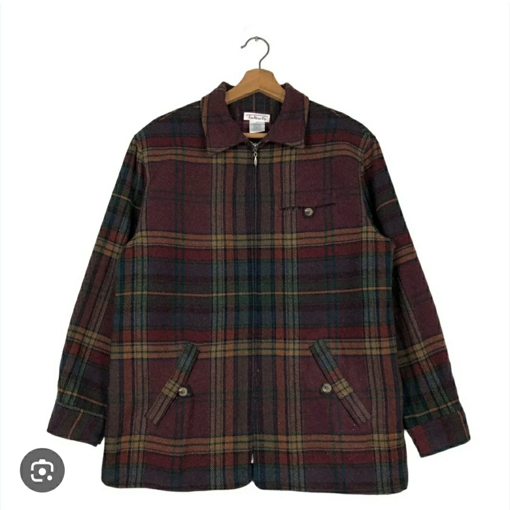 Talbots Vintage Wool Work Chore Multicolor Plaid Japan Tartan Wool Jacket Sz M
